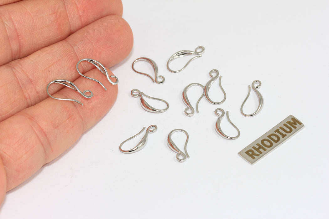 Ganci per orecchini placcati in argento 8x15 mm, ami da pesca, fili per orecchini, CMR81