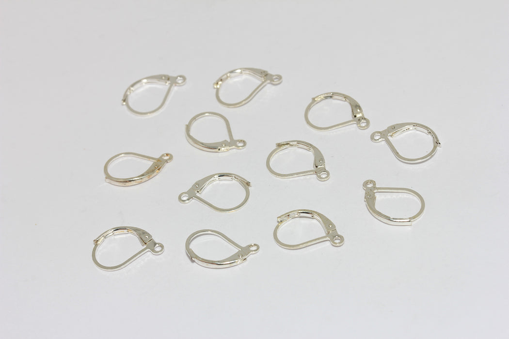 10x16mm Gümüş Renkli Küpeler, Kulplu Küpeler, Pirinç CMR75