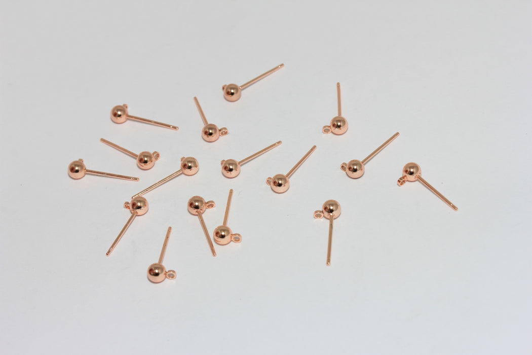 4x15mm Gül Altın Küre Küpe Uçları, Küpe Uçları, Küre Saplama CMR74