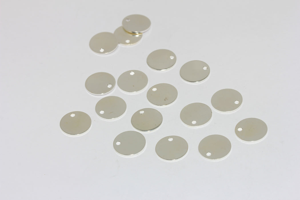 12 mm Gümüş Kaplama Yuvarlak Charms, Yuvarlak Disk, ALS34 damgalı