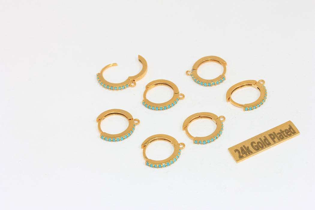 15x17mm 24k Shiny Gold Small Hoop Earrings, Huggie , Gold       CMR52