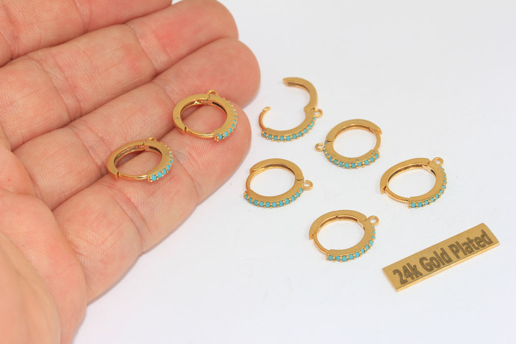 15x17mm 24k Shiny Gold Small Hoop Earrings, Huggie , Gold       CMR52