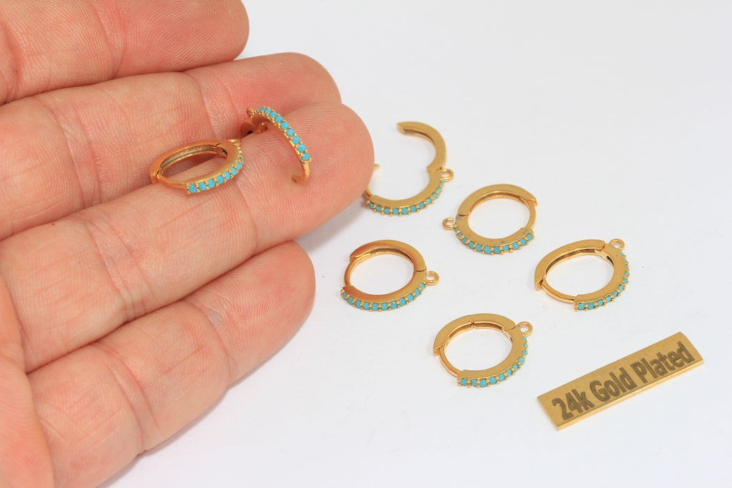 15x17mm 24k Shiny Gold Small Hoop Earrings, Huggie , Gold       CMR52