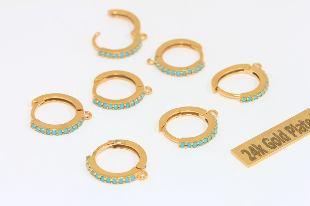 15x17mm 24k Shiny Gold Small Hoop Earrings, Huggie , Gold       CMR52