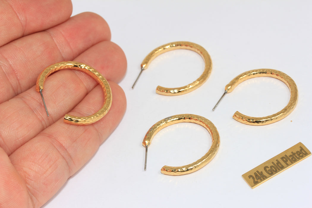 24k Shiny Gold Oval Earrings, Gold Oval Leverback Earrings, Gold Earring Clasps, Gold Plated Earrings, CMR50