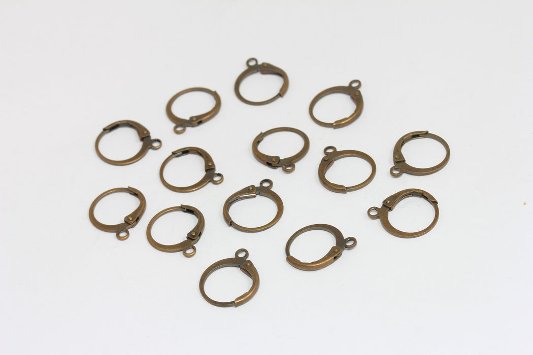 Orecchini a monachella in bronzo anticato da 12x14 mm, cerchi in bronzo con passante, CMR48