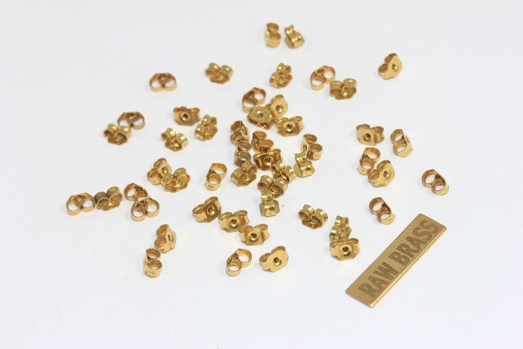 Raw Brass Earring Backs, Earring Stoppers, Butterfly CMR36