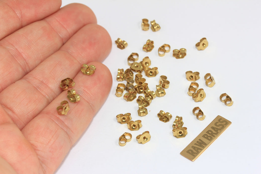 Raw Brass Earring Backs, Earring Stoppers, Butterfly CMR36