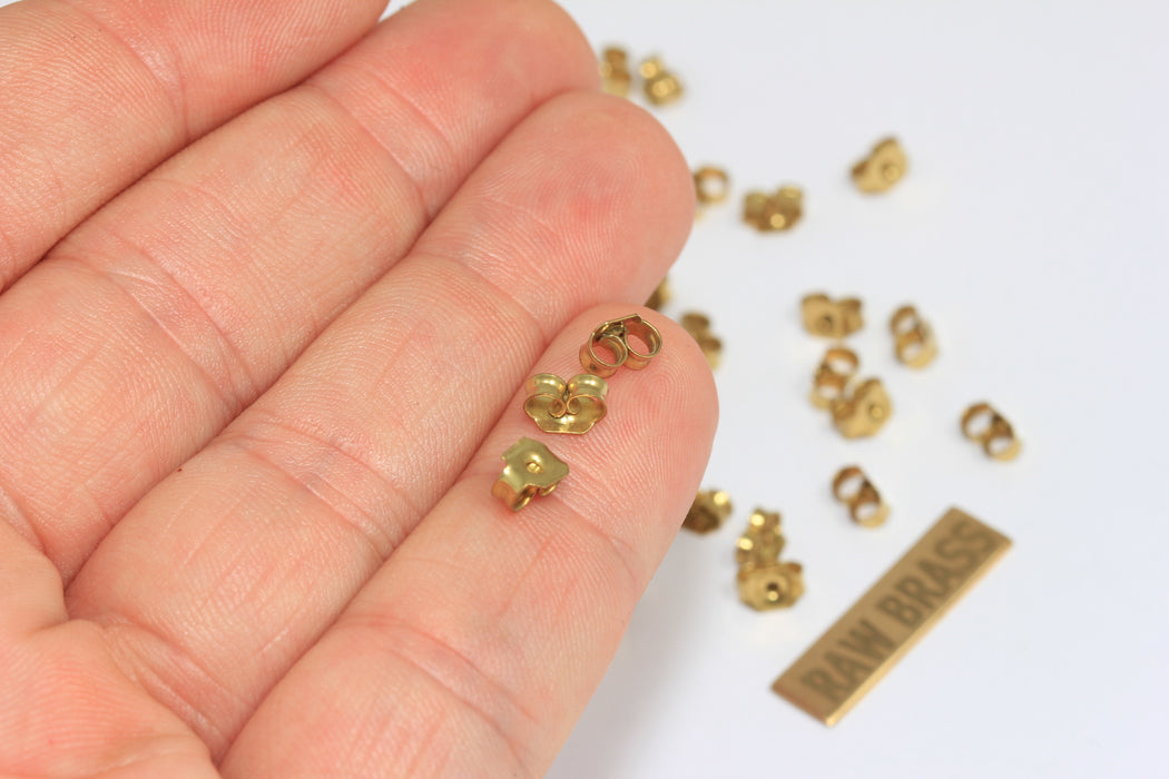 Raw Brass Earring Backs, Earring Stoppers, Butterfly CMR36