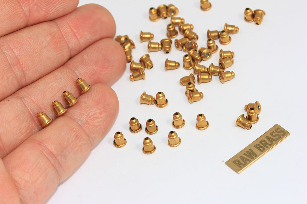 Raw Brass Earring Backs, Earring Stoppers, Earring Nuts, CMR35