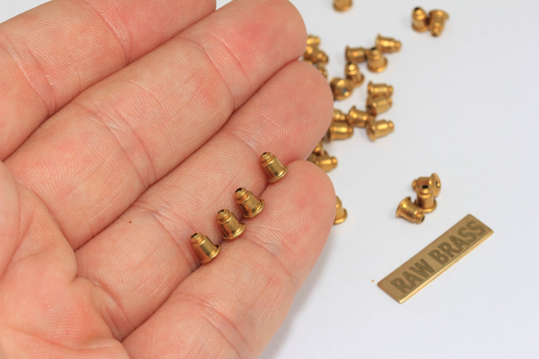 Raw Brass Earring Backs, Earring Stoppers, Earring Nuts, CMR35