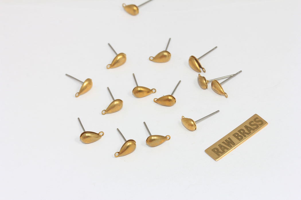 4x16mm Paslanmaz Çelik Küpe Uçları, Ham Pirinç Damla Küpe CMR27