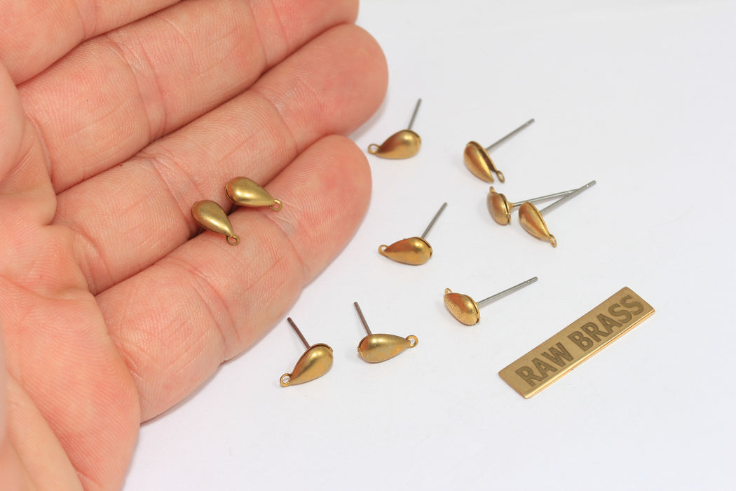 4x16mm Paslanmaz Çelik Küpe Uçları, Ham Pirinç Damla Küpe CMR27