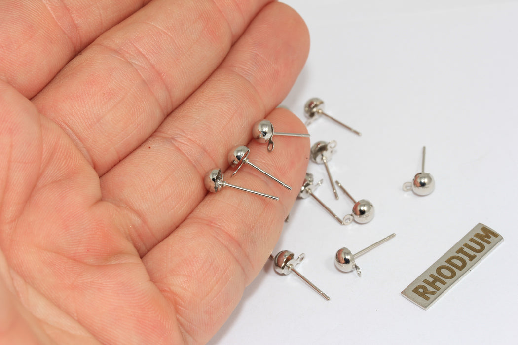 6x16mm Paslanmaz Çelik Küpe Uçları, Gümüş Kaplamalı Yuvarlak Kulak Pedi, Gümüş Küpe Ayarları, Çivi Küpe Uçları, Takı Yapımı, CMR26