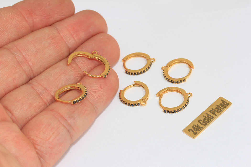 15x17mm 24k Shiny Gold Small Hoop Earrings, Huggie,     CMR16