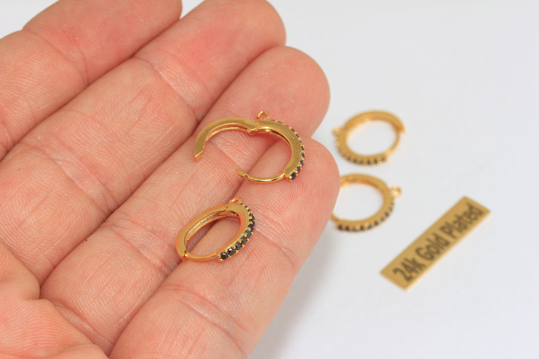 15x17mm 24k Shiny Gold Small Hoop Earrings, Huggie,     CMR16