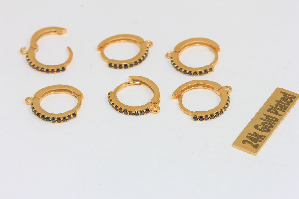 15x17mm 24k Shiny Gold Small Hoop Earrings, Huggie,     CMR16