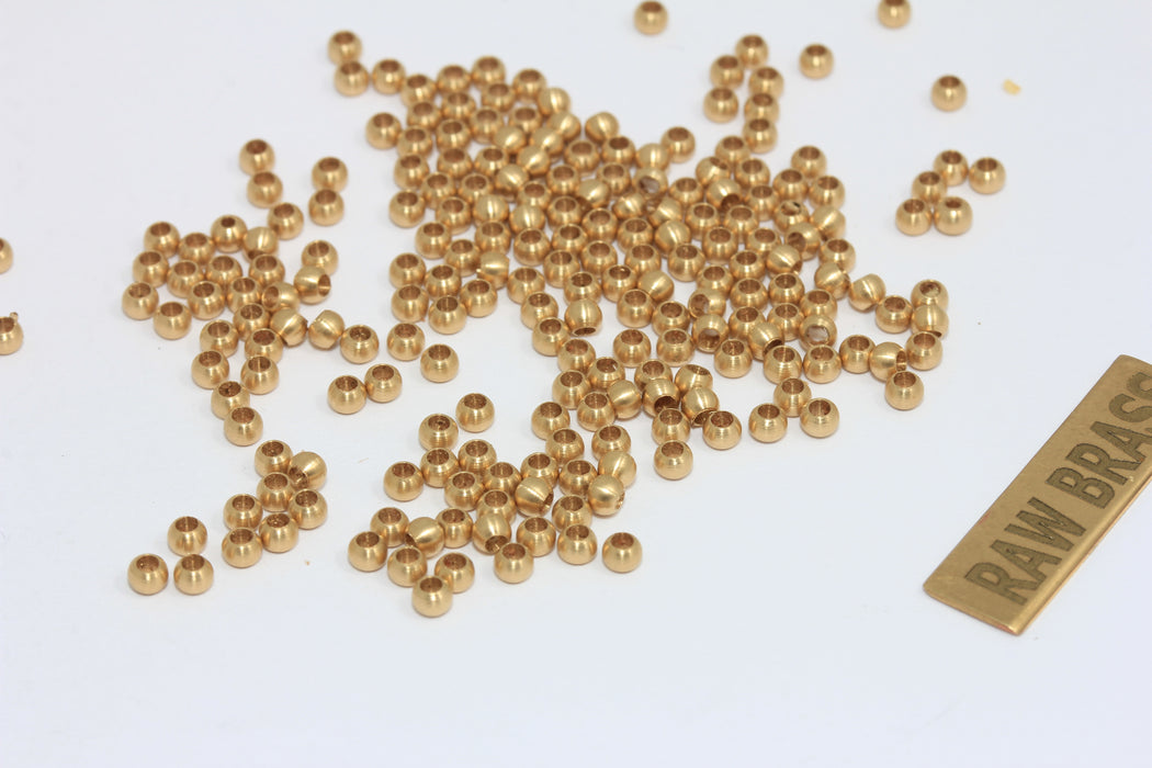 3mm Raw Brass Beads, Spacer Beads, Hollow Beads, BDS3