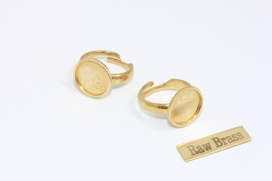 17mm Raw Brass Coin Rings, Cabochon Rings, Ring Settings, ZPR381