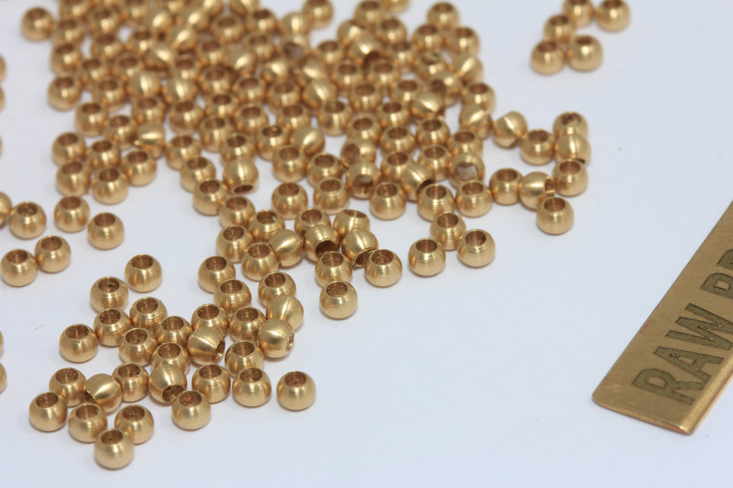 3mm Raw Brass Beads, Spacer Beads, Hollow Beads, BDS3