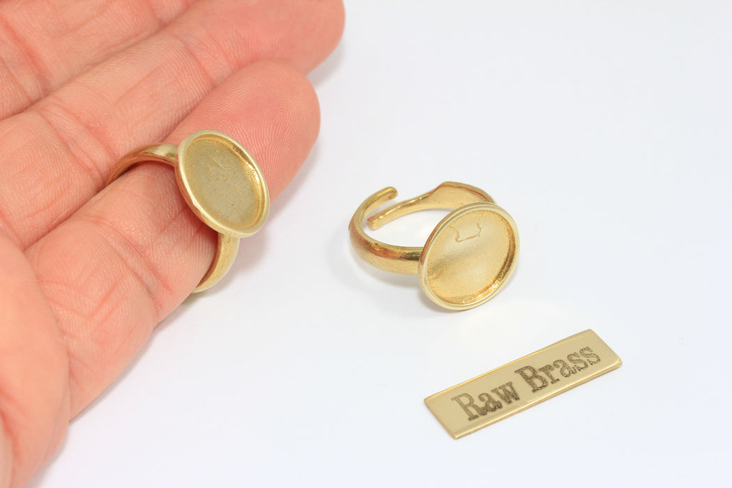 17mm Raw Brass Coin Rings, Cabochon Rings, Ring Settings, ZPR381