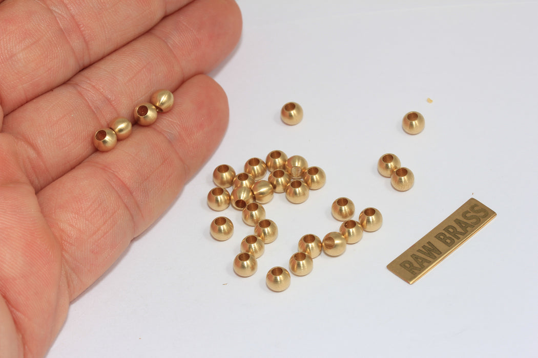 3mm Raw Brass Beads, Spacer Beads, Hollow Beads, BDS3