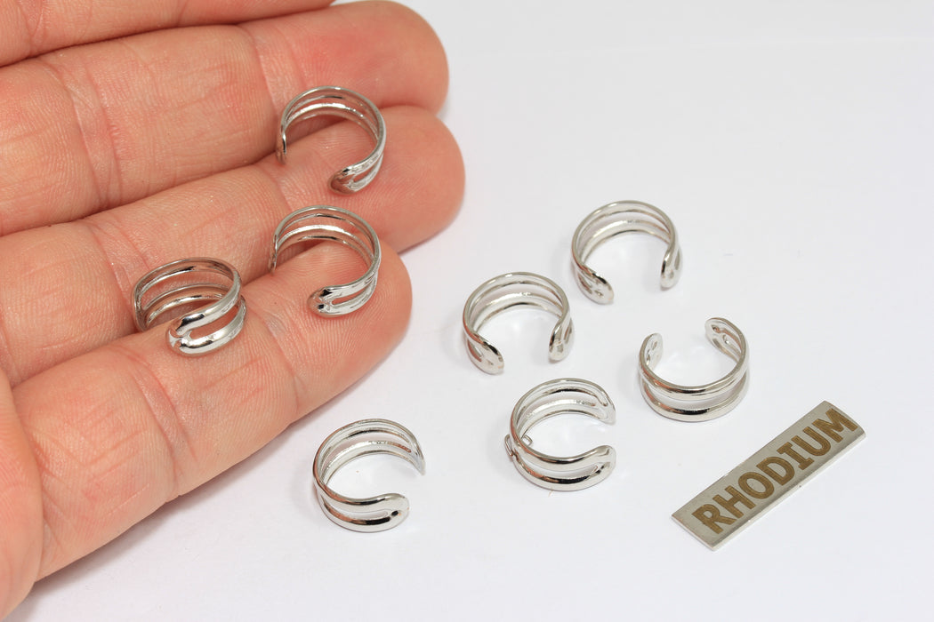 Orecchino a cerchio placcato rodio da 13 mm, delicato, CMR14