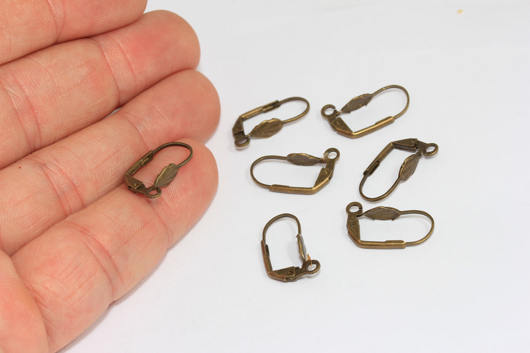 Orecchini in bronzo antico 9x17 mm, orecchini a leva, montature per orecchini, AE159