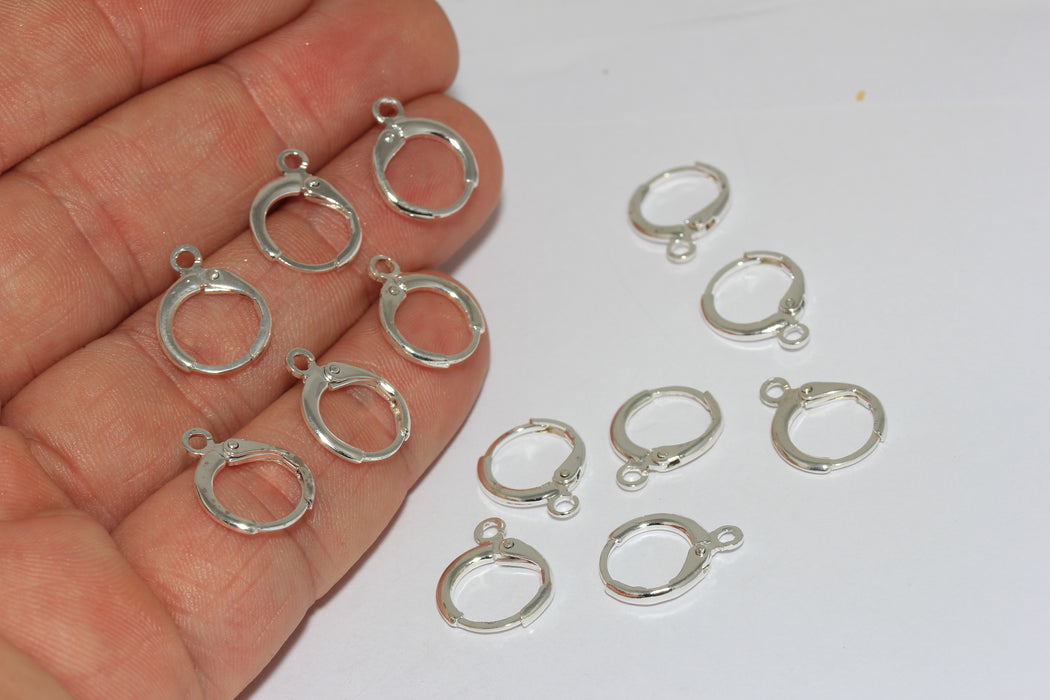 12x15mm Silver Color Earrings, Leverback Earrings, Silver         CMR10