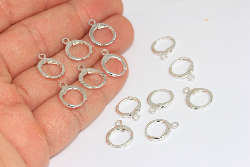 12x15mm Silver Color Earrings, Leverback Earrings, Silver         CMR10