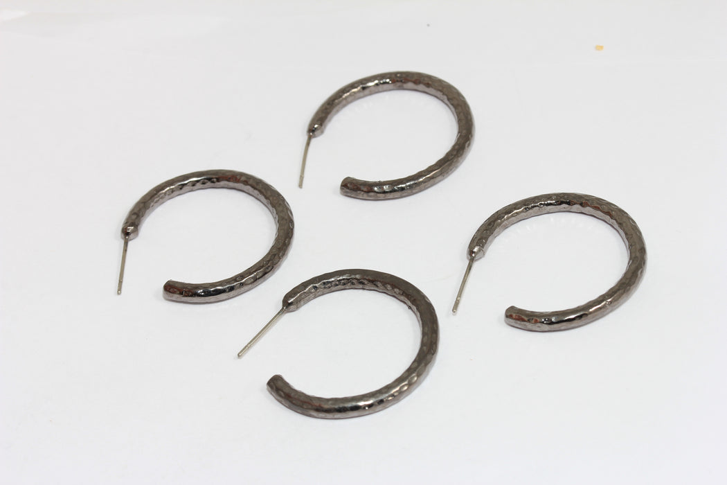 28 mm Bronz Kaplamalı Halka Küpeler, Çekiçle İşlenmiş Halka Küpeler CMR8