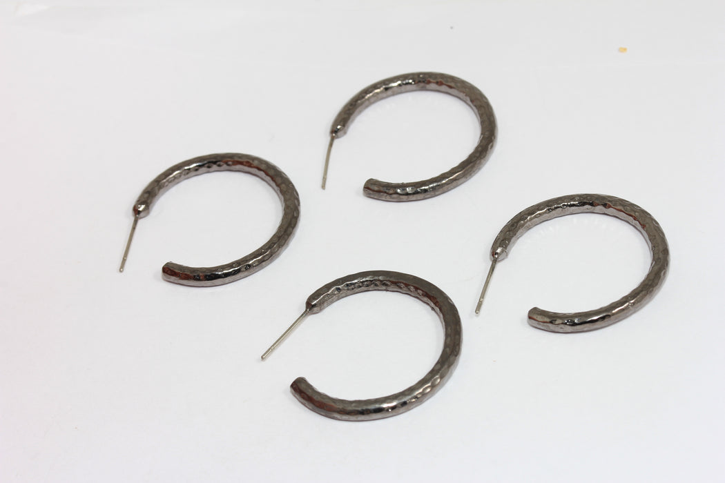 28 mm Bronz Kaplamalı Halka Küpeler, Çekiçle İşlenmiş Halka Küpeler CMR8