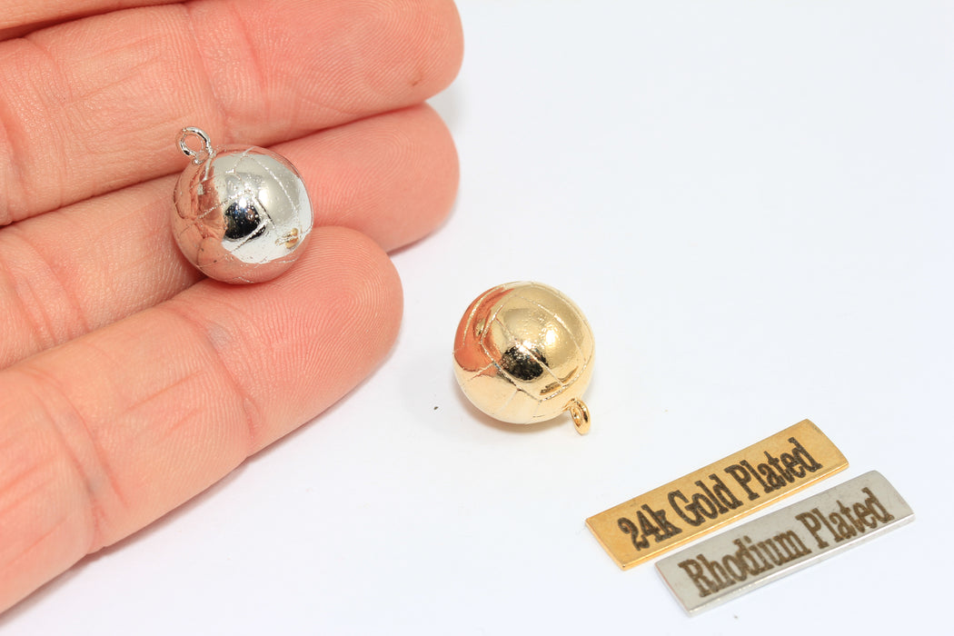 12 mm Rodyum Kaplama Top Boncuklar, Basketbol Boncukları, Düşen Top Boncuklar, Basketbol Takıları, MTE504