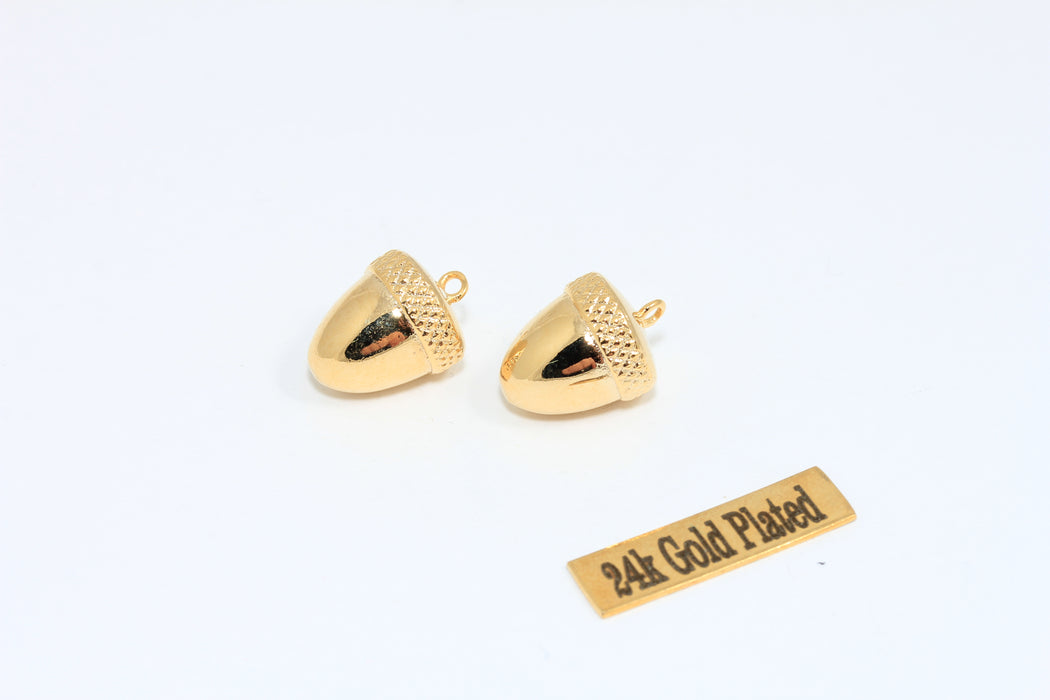 14x18mm 24 Ayar Parlak Altın Yapraklı Tılsımlar, Yaprak Kolye, Yaprak Madalyon, XP440