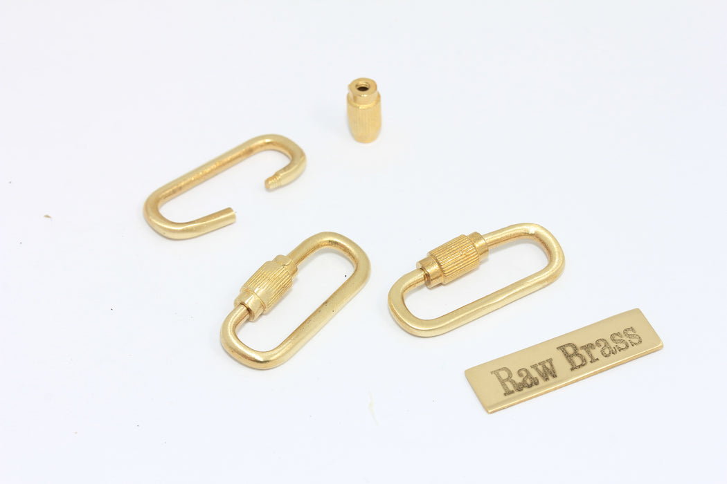 17x32mm Ham Pirinç Oval Vida Tokalı Kolye, Açılır Vida Tokalı Kolye, Kilitli Takılar, BRT9