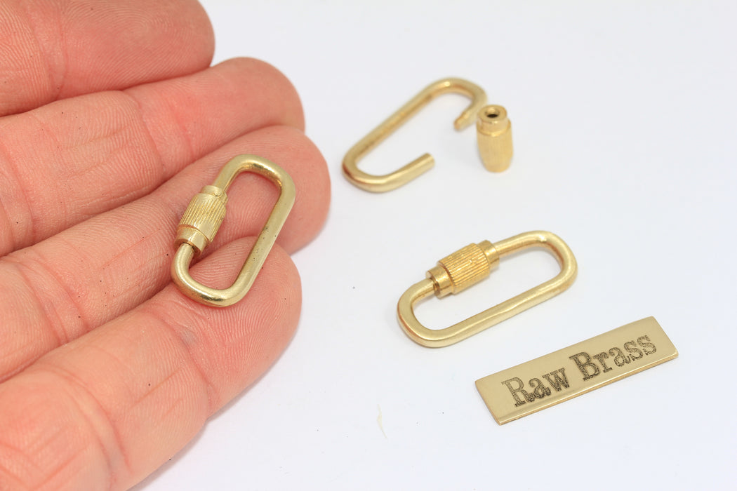 17x32mm Ham Pirinç Oval Vida Tokalı Kolye, Açılır Vida Tokalı Kolye, Kilitli Takılar, BRT9