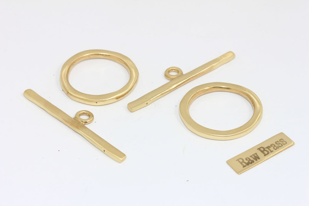 Raw Brass Toggle Clasp, Ring T Bar, T Bar Clasp, ZPR383