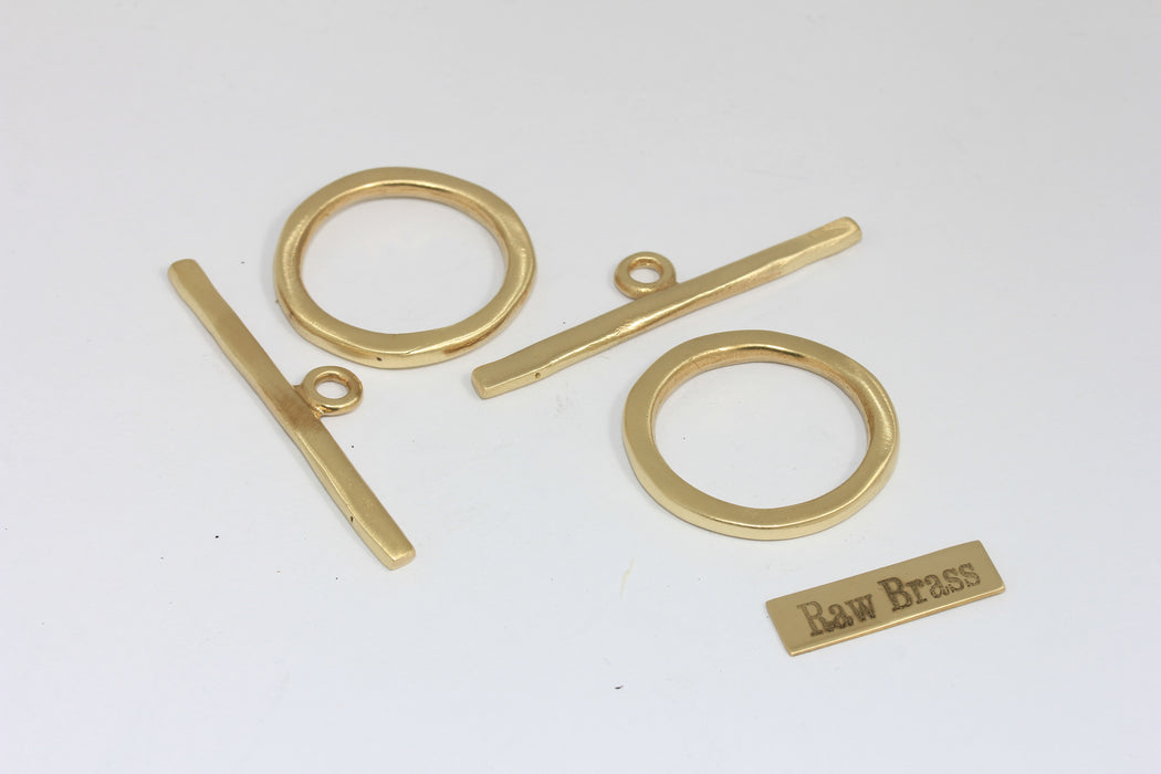Raw Brass Toggle Clasp, Ring T Bar, T Bar Clasp, ZPR383
