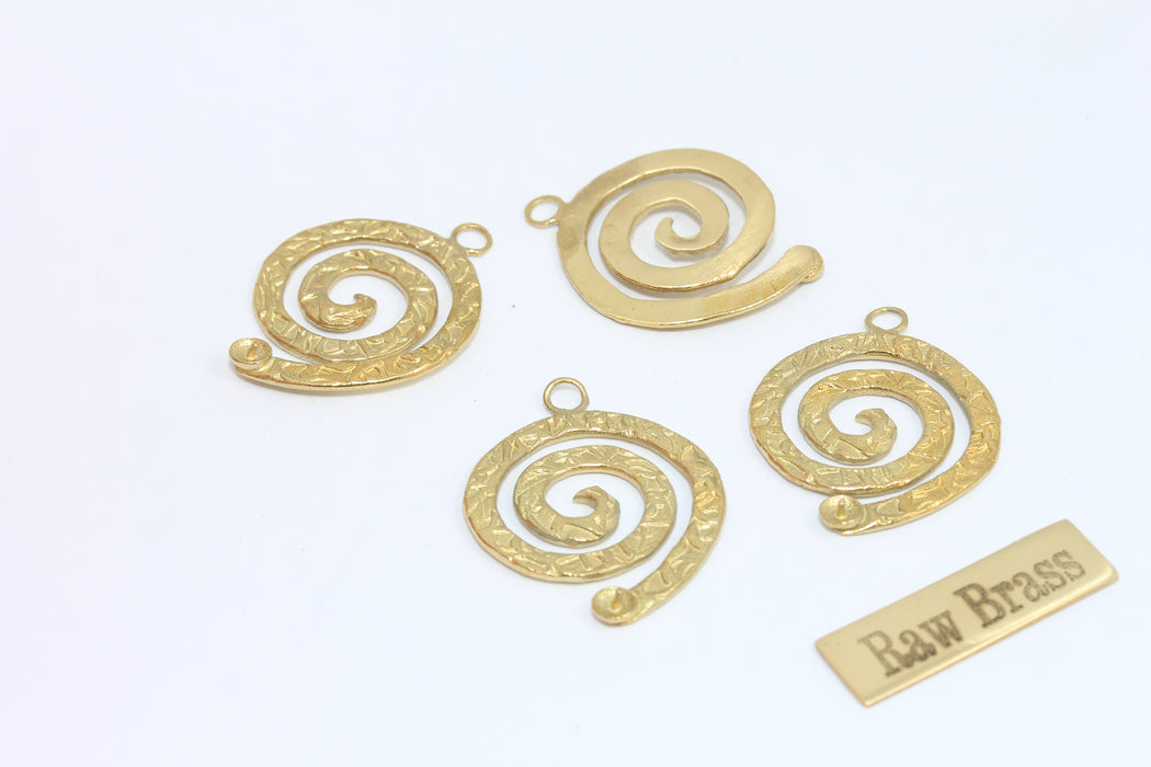 22mm Raw Brass Sea Shell Charm, Pearl Settings, Seashell Necklace Pendant, Shrimp Pendant, Raw Brass Findings, MTE60