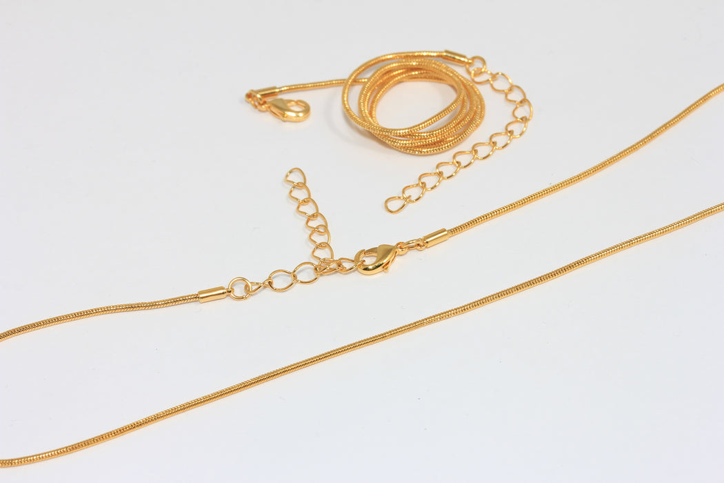1,2mm 24k Shiny Gold Snake Necklace, Finished Snake Necklace,