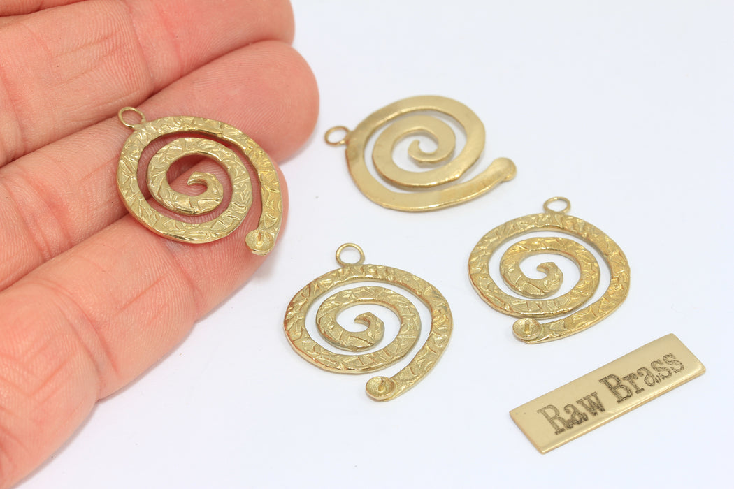 22mm Raw Brass Sea Shell Charm, Pearl Settings, Seashell Necklace Pendant, Shrimp Pendant, Raw Brass Findings, MTE60