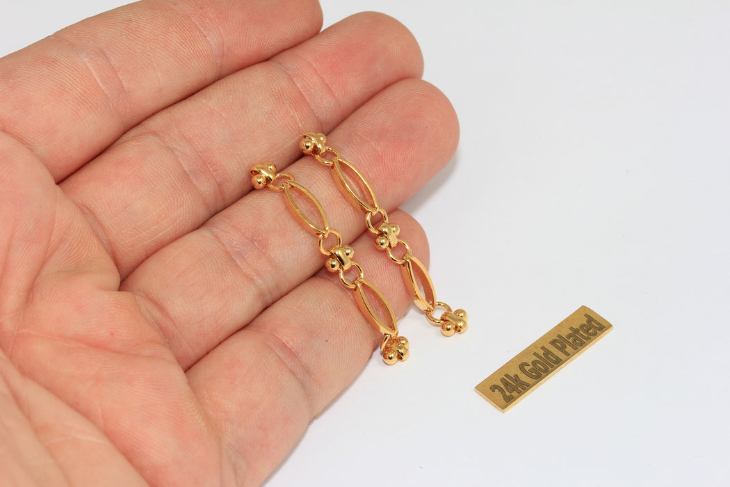 Orecchini in oro lucido 24k da 45 mm, orecchini a perno ovali in oro, XP63