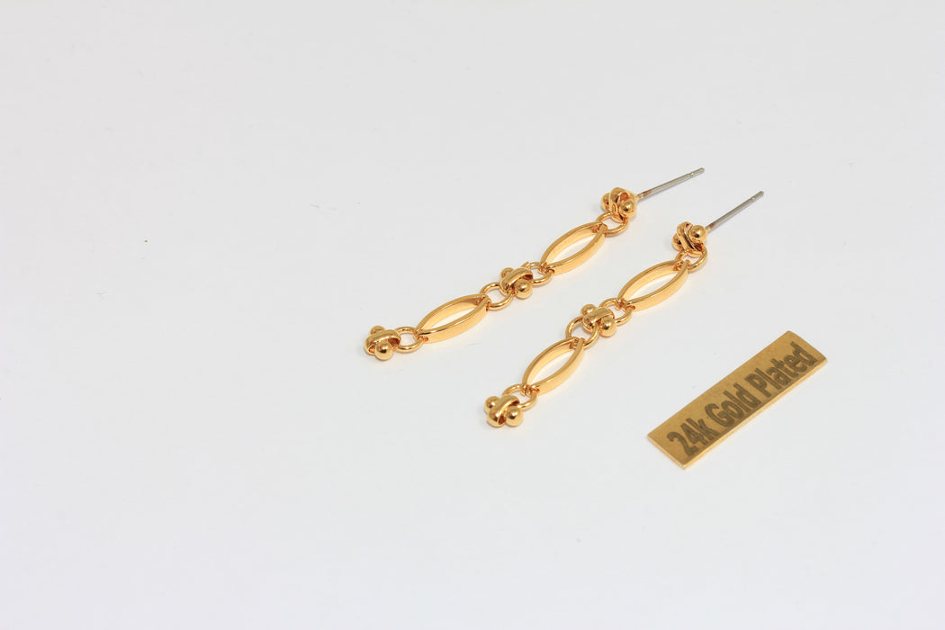 Orecchini in oro lucido 24k da 45 mm, orecchini a perno ovali in oro, XP63
