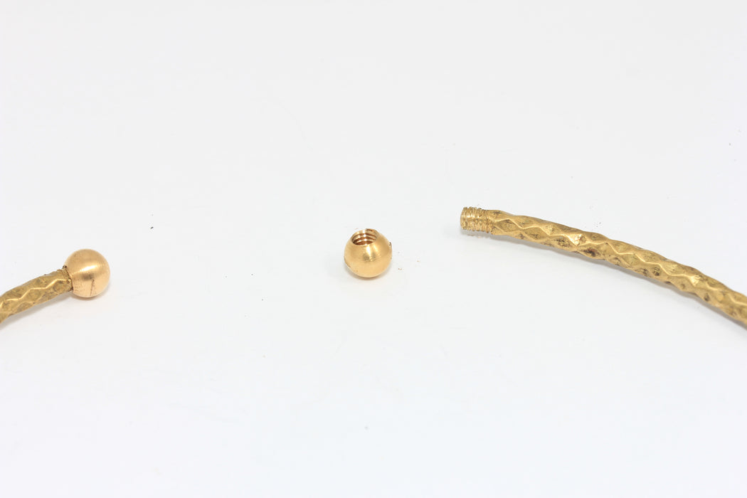 3mm Raw Brass Wire Choker Necklace, Opening Screw Ball Choker Necklace Cuff,  Domed Wire Neck Cuff, CHK646