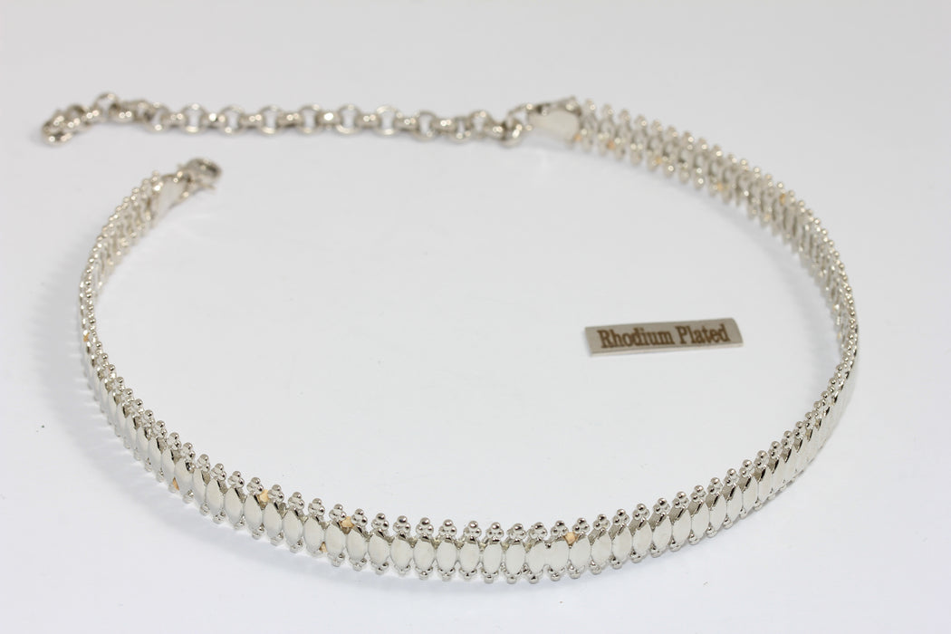 10mm Rhodium Plated Choker Necklace, Vintage Choker Band, Adjustable Choker Necklace, Neck Cuff, CHK585