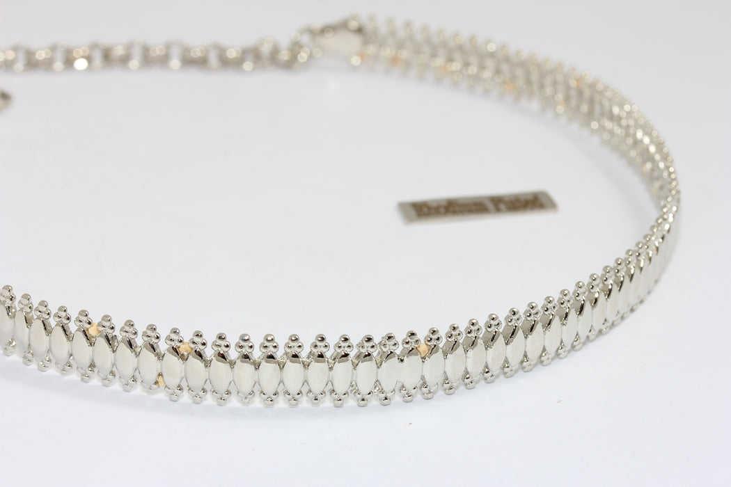 10mm Rhodium Plated Choker Necklace, Vintage Choker Band, Adjustable Choker Necklace, Neck Cuff, CHK585