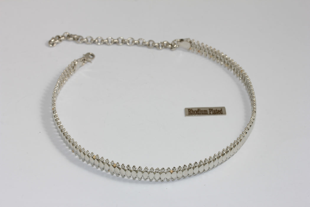 10mm Rhodium Plated Choker Necklace, Vintage Choker Band, Adjustable Choker Necklace, Neck Cuff, CHK585