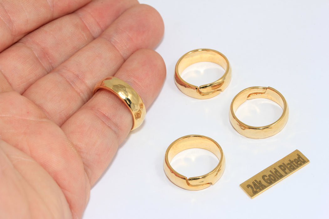 17-18mm 24k Shiny Gold Hammered Ring, Minimalist Ring XP122