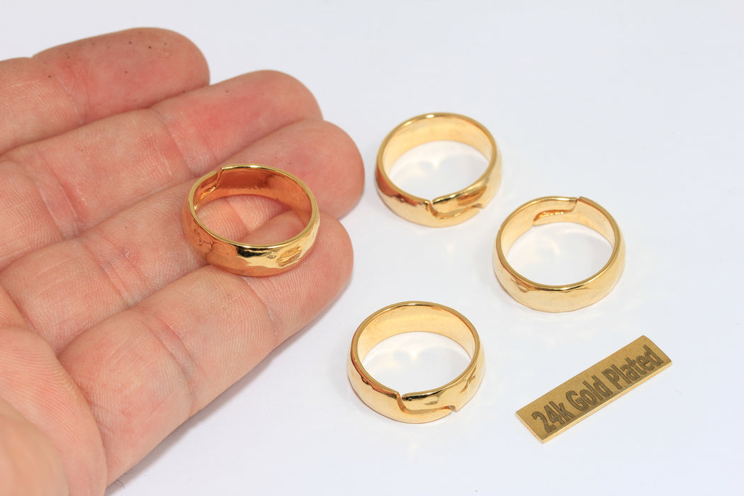 17-18mm 24k Shiny Gold Hammered Ring, Minimalist Ring XP122