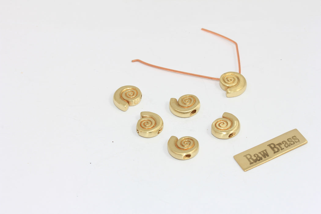 9x11mm Raw Brass Sea Shell Charm, Center Hole Mini Seashell Charm, Shell Bracelet Pendant, Raw Brass Findings, ZPR385